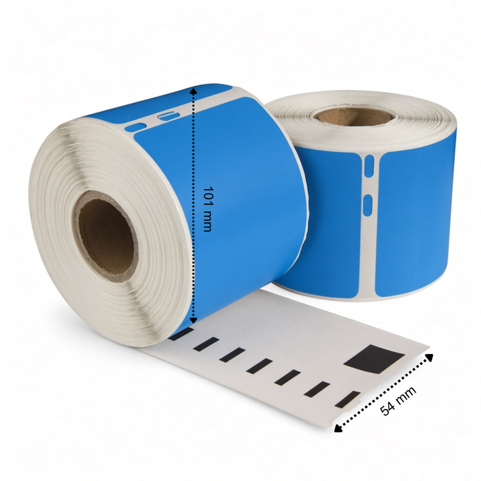 Dymo 99014 Étiquettes compatibles bleues, 101 mm x 54 mm, 220 étiquettes, permanentes