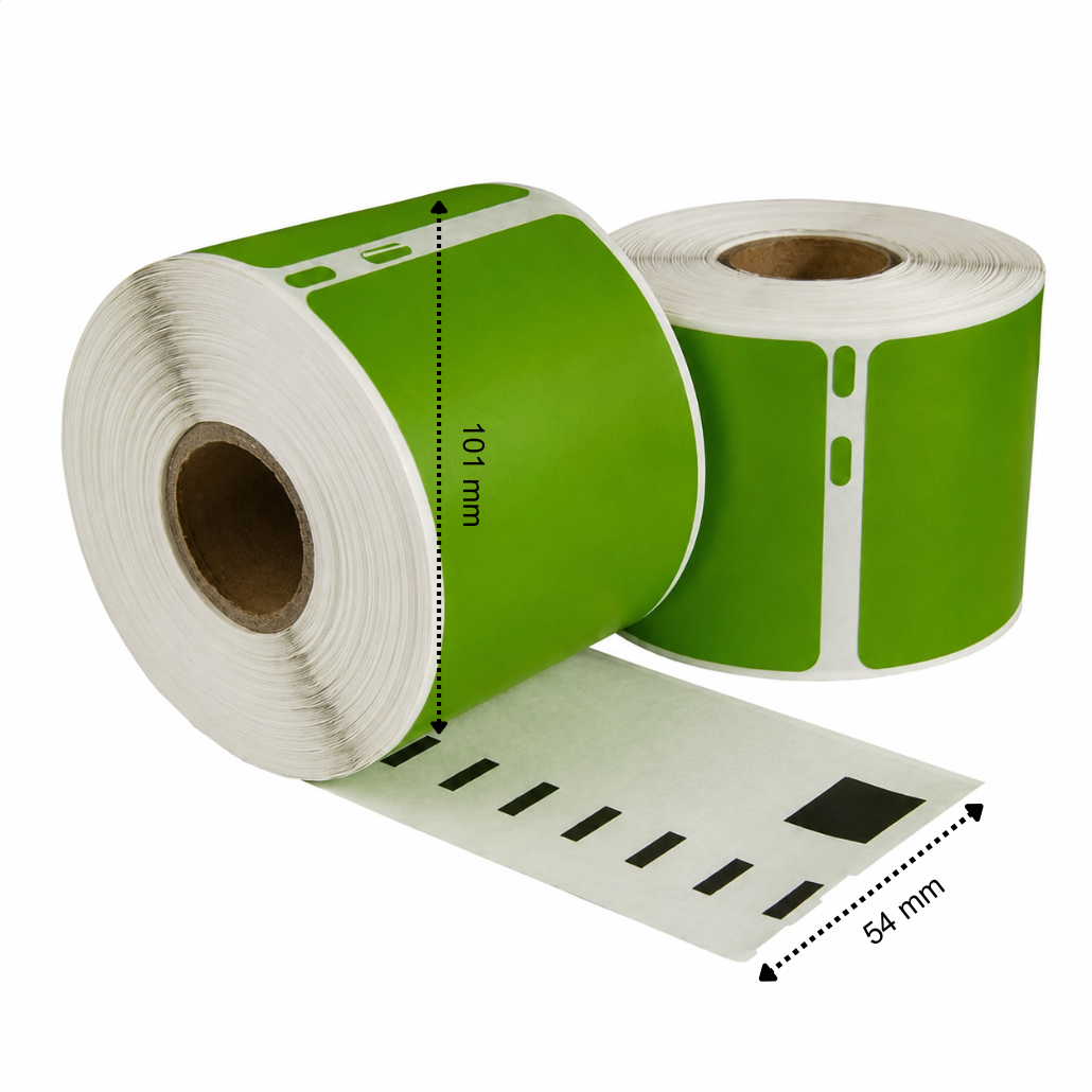 Dymo 99014 Étiquettes compatibles vertes, 101 mm x 54 mm, 220 étiquettes, permanentes