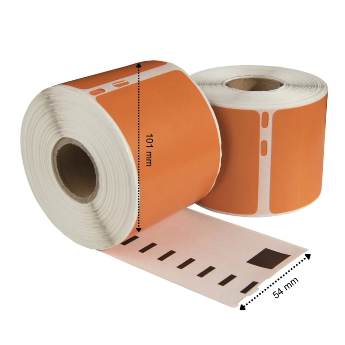Dymo 99014 Étiquettes compatibles Orange, 101 mm x 54 mm, 220 étiquettes, permanentes