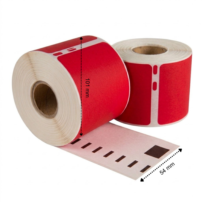 Dymo 99014 Étiquettes compatibles Rouge, 101 mm x 54 mm, 220 étiquettes, permanentes