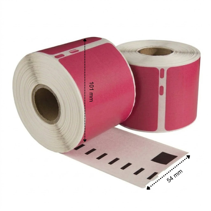 Dymo 99014 Étiquettes compatibles Rose, 101 mm x 54 mm, 220 étiquettes, permanentes