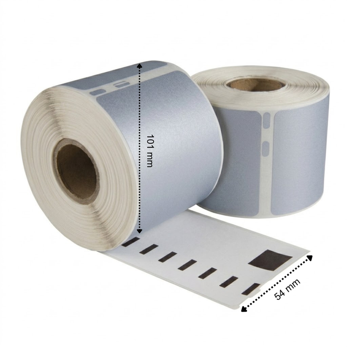 Dymo 99014 Étiquettes compatibles Argent, 101 mm x 54 mm, 220 étiquettes, permanentes