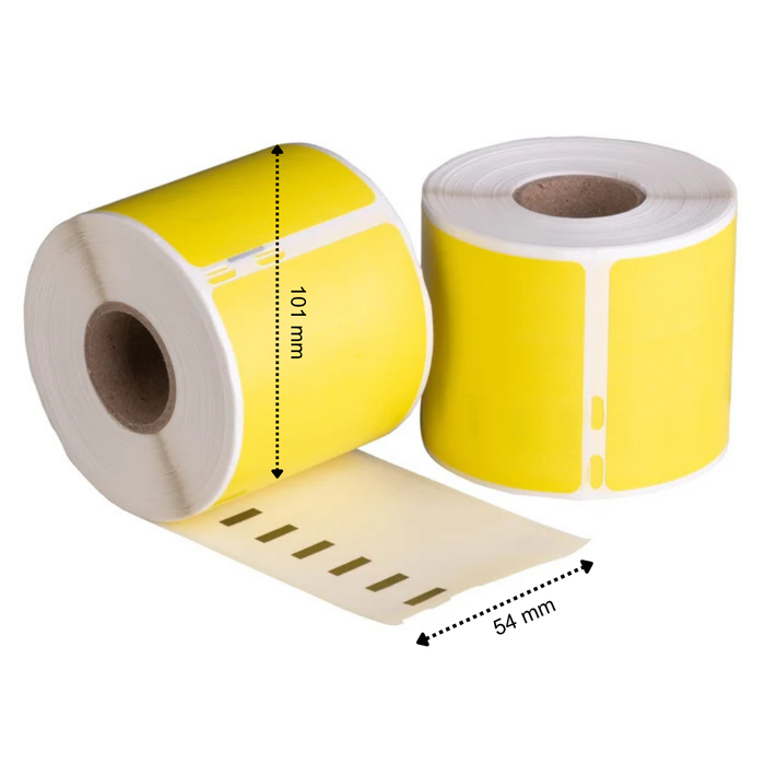 Dymo 99014 Étiquettes compatibles jaunes, 101 mm x 54 mm, 220 étiquettes, permanentes