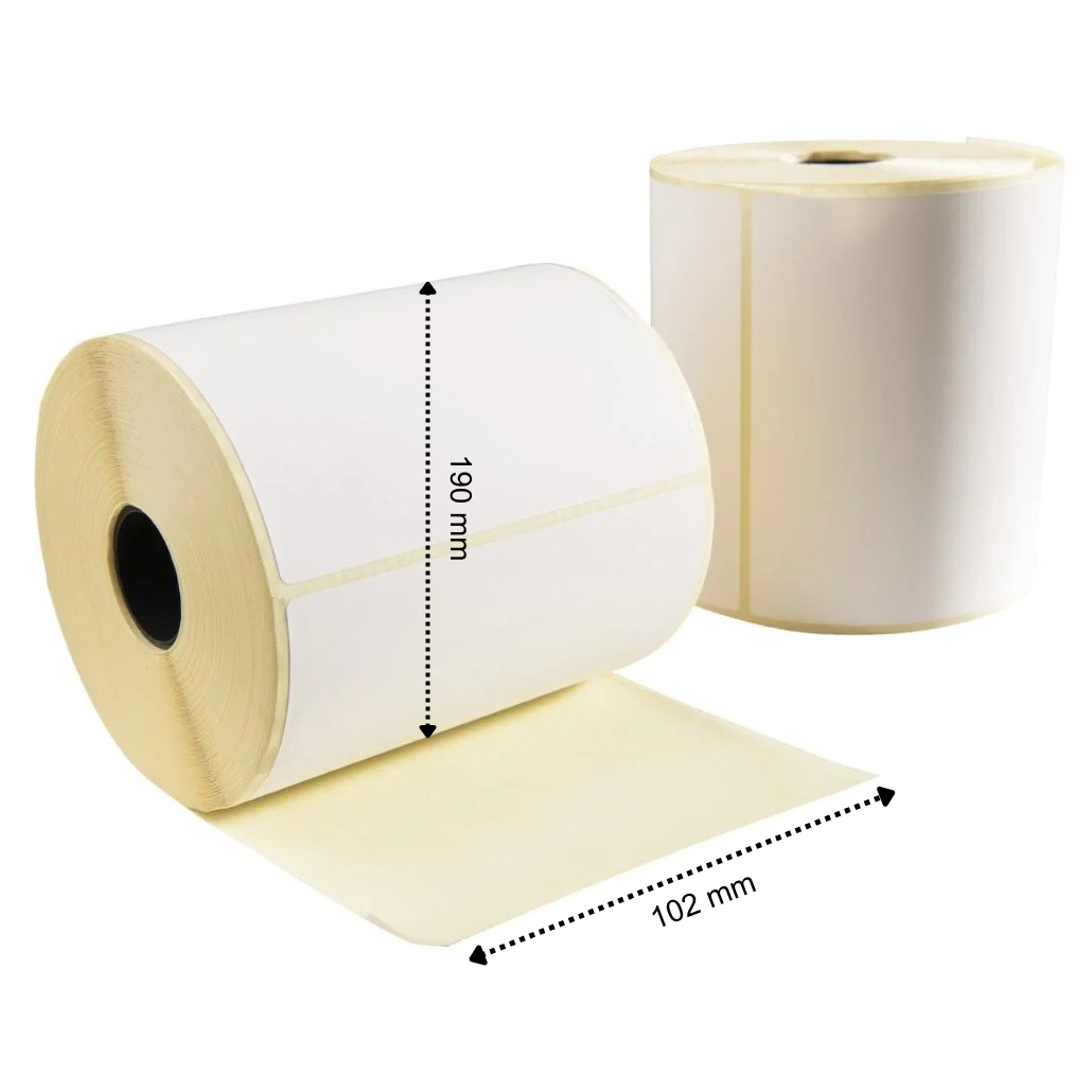 Étiquette thermique, 102 mm x 190 mm, 240 étiquettes par rouleau, noyau 25 mm, blanc, ECO, permanent