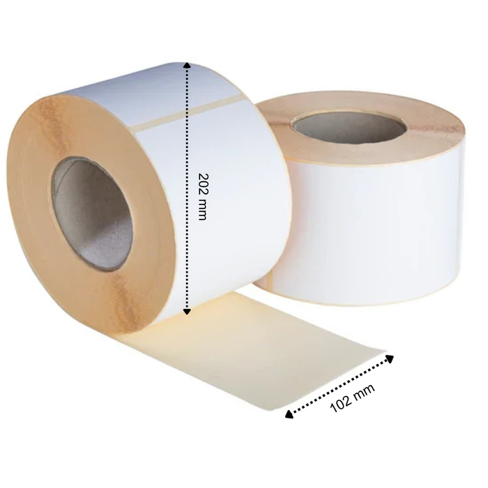 Etiquettes Thermiques 102x202 mm 900 Etiquettes par Rouleau Noyau 76 mm Blanc ECO Permanent