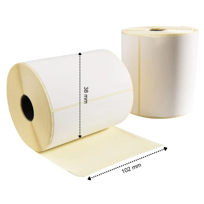 Étiquette thermique, 102 mm x 38 mm, 1790 étiquettes par rouleau, noyau 25 mm, blanc, ECO, permanent