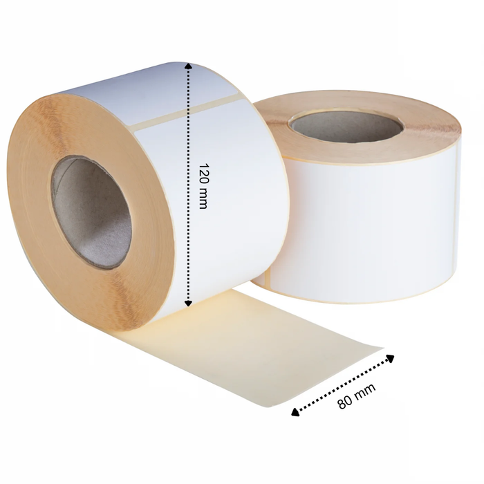 Étiquettes thermiques 120x80 mm ECO Permanent 1600 étiquettes par rouleau noyau 76 mm blanc pour imprimantes d'étiquettes