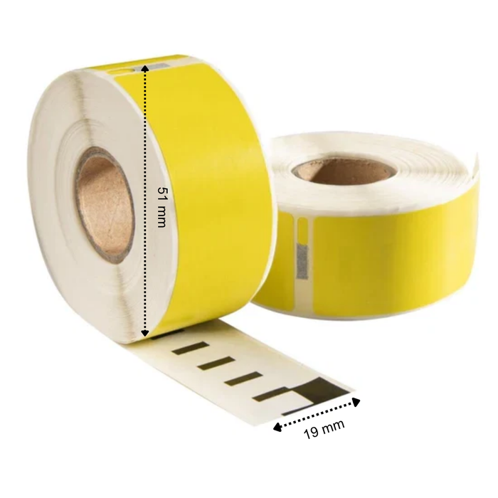 Dymo 11355 / S0722550 Étiquettes compatibles jaunes, 19 mm x 51 mm, 500 étiquettes par rouleau, blanches, permanentes