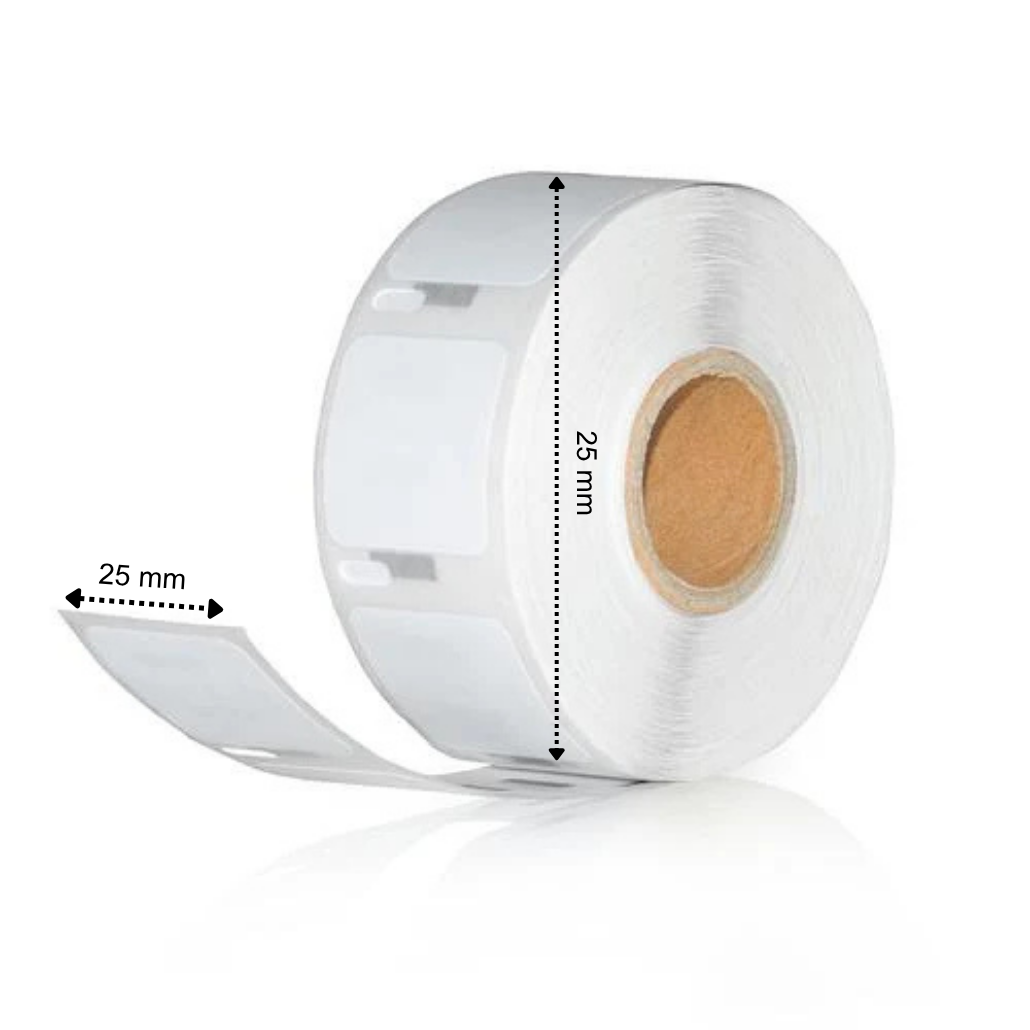 Dymo S0929120 étiquettes compatibles, 25 mm x 25 mm, 750 étiquettes par rouleau, blanches, permanentes