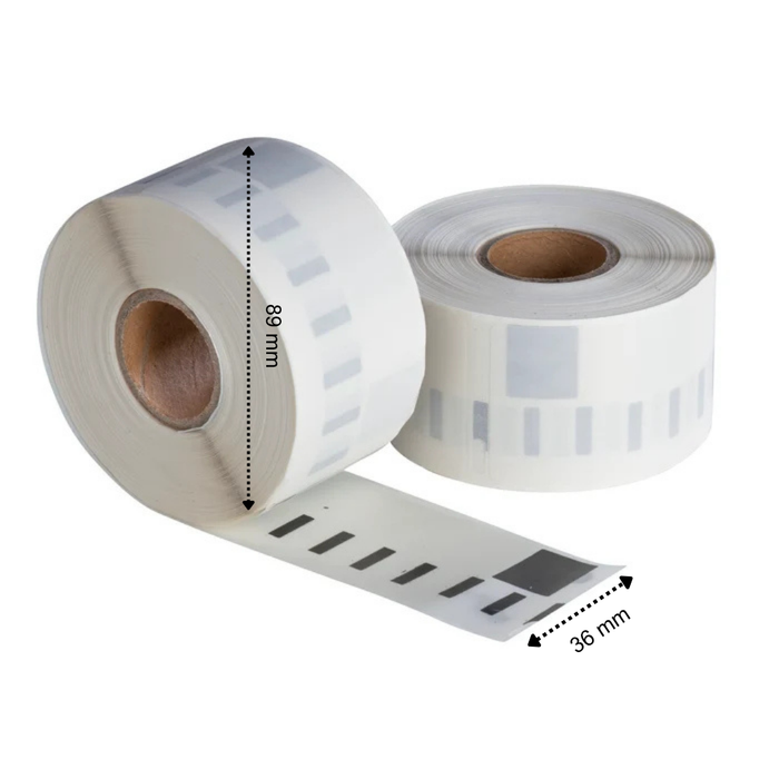 Étiquettes compatibles Dymo 99013 / S0722410, 36 mm x 89 mm, 260 étiquettes par rouleau, transparentes, permanentes