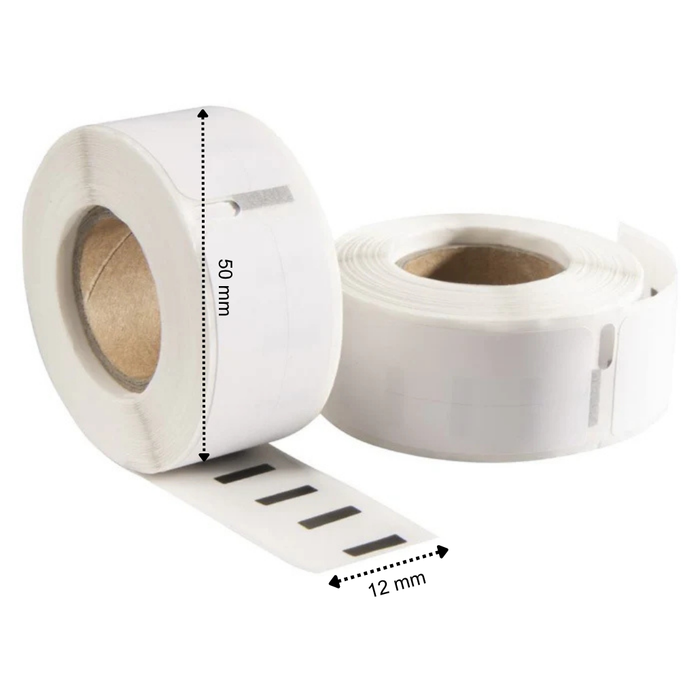 Étiquettes compatibles Dymo 99017 / S0722460, 50 mm x 12 mm, 220 étiquettes par rouleau, blanches, permanentes