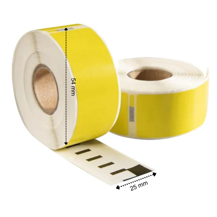 Étiquettes compatibles 11352 / S0722520, 54 mm x 25 mm, 500 étiquettes par rouleau, jaune, permanentes