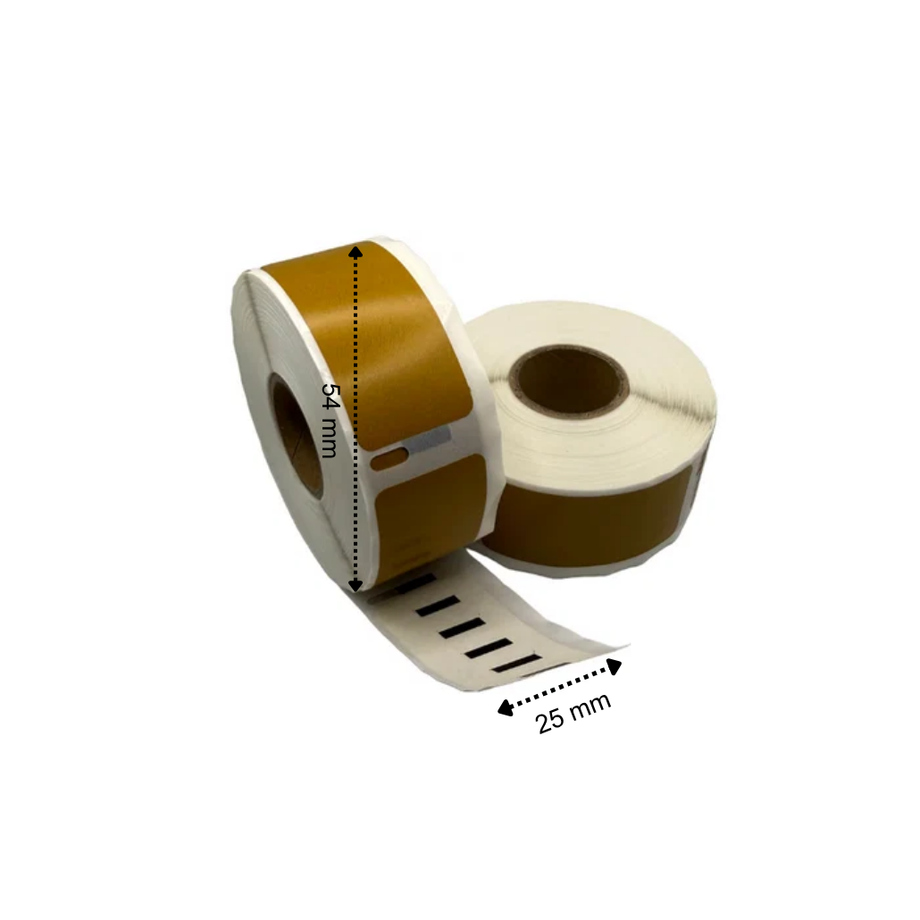 Dymo 11352 Étiquettes compatibles 54x25 mm 500 étiquettes par rouleau Or Permanent pour imprimantes d'étiquettes