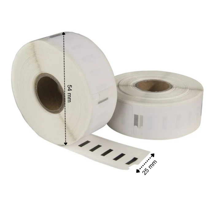 Étiquettes compatibles Dymo 11352 / S0722520, 54 mm x 25 mm, 500 étiquettes par rouleau, blanches, permanentes
