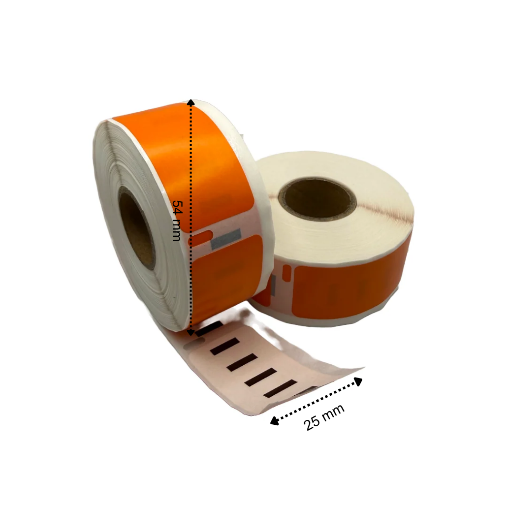 Dymo 11352 étiquettes compatibles 54x25 mm 500 étiquettes par rouleau orange permanente pour imprimantes d'étiquettes