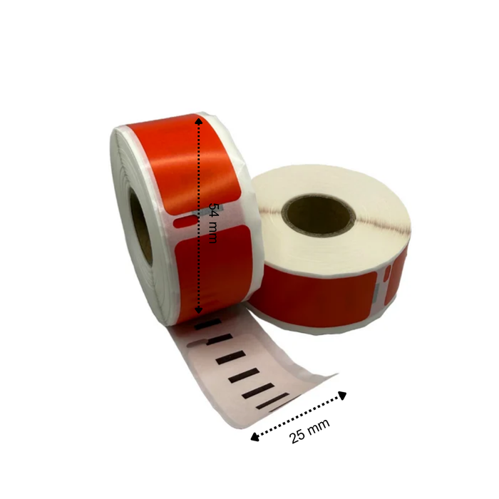 Dymo 11352 Étiquettes compatibles 54x25 mm 500 étiquettes par rouleau Rouge Permanent pour imprimantes d'étiquettes