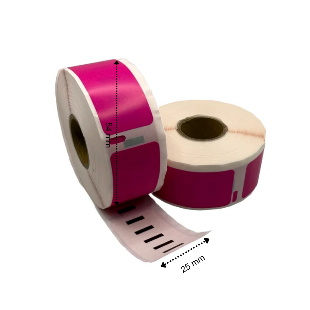 Dymo 11352 étiquettes compatibles 54x25 mm 500 étiquettes par rouleau rose permanente pour imprimantes d'étiquettes