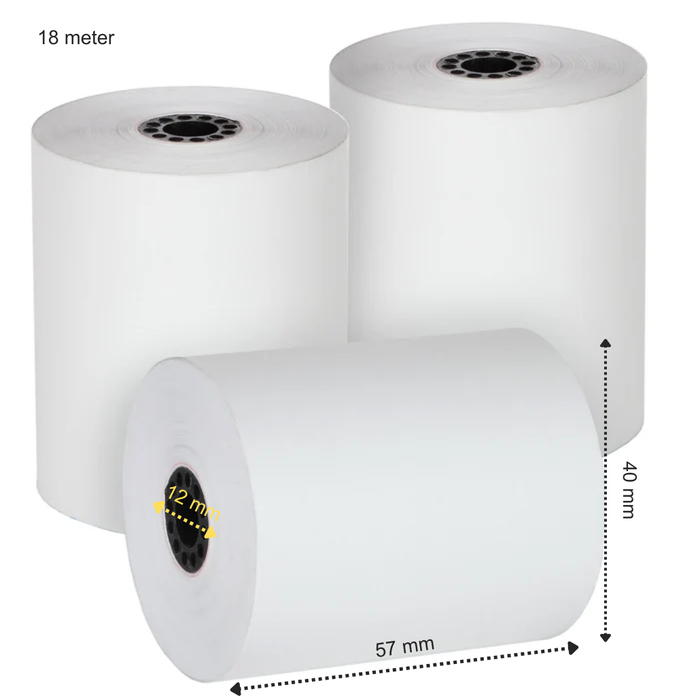 50 x rouleaux de caisse enregistreuse thermique 57x40x12 - 18 mètres - Papier thermique de qualité A