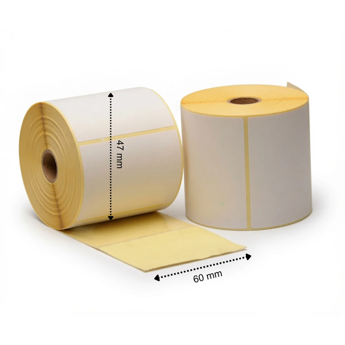 Étiquette à échelle thermique 60 mm x 49 mm, 900 étiquettes par rouleau, noyau 45 mm, blanc, Thermal ECO permanent