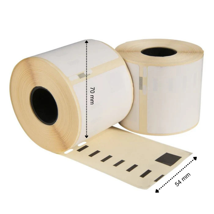 Étiquettes compatibles Dymo 99015 / S0722440, 70 mm x 54 mm, 320 par rouleau, blanches, permanentes