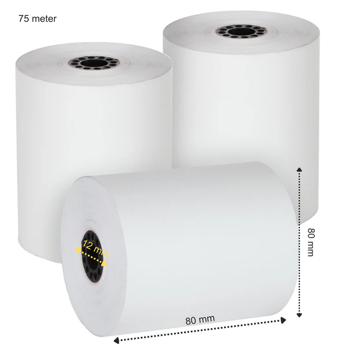 50 x rouleaux de caisse enregistreuse thermique 80x80x12 - 75 mètres - Papier thermique de qualité A