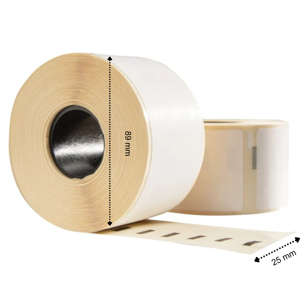 Étiquettes en plastique compatibles Dymo 2112285 / 1933081, 89 mm x 25 mm, 350 étiquettes par rouleau, blanches, PP permanentes