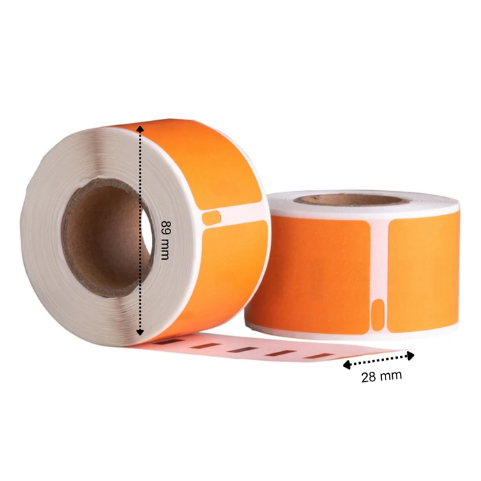 Étiquettes compatibles Dymo 99010 orange, 89 mm x 28 mm, 260 étiquettes, permanentes