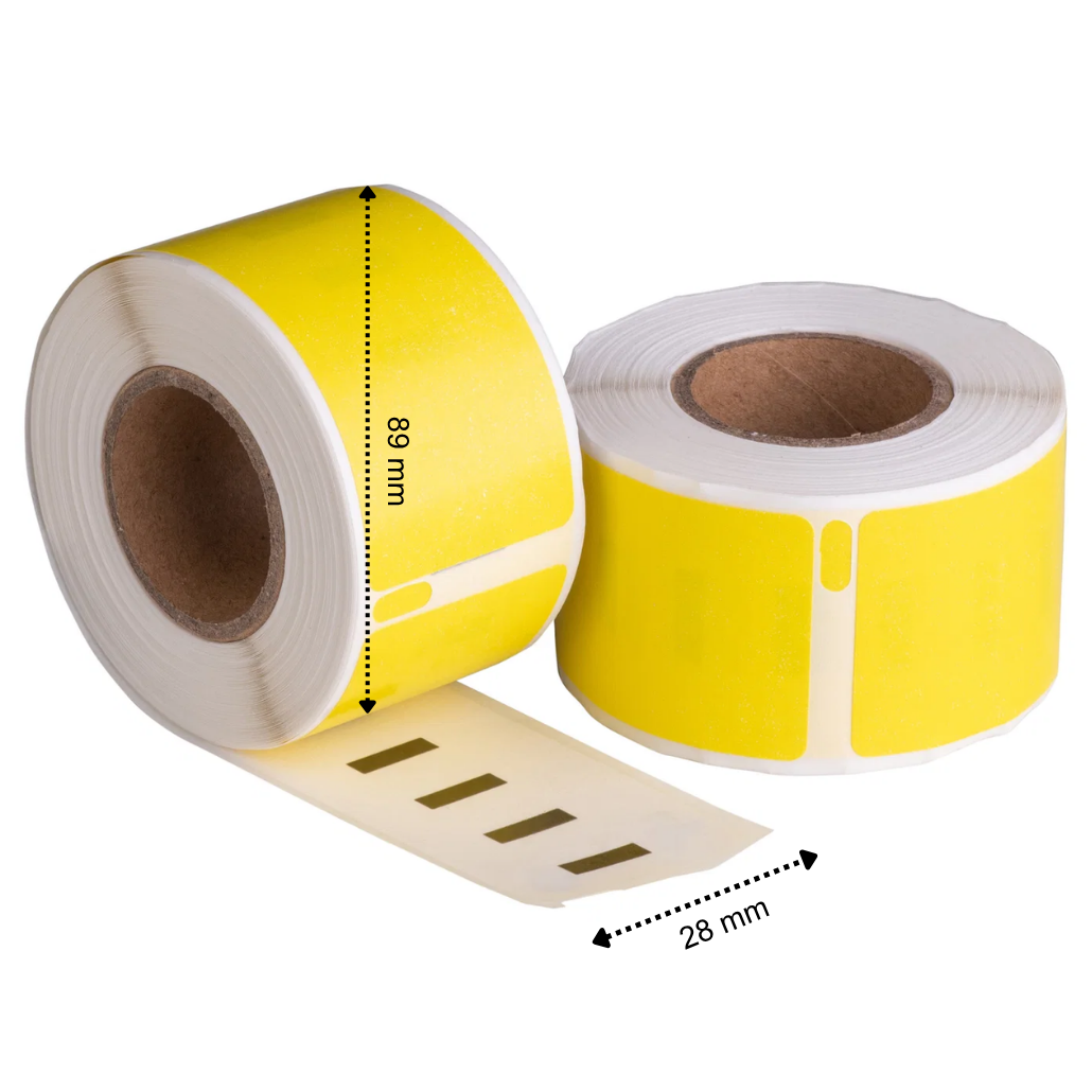 Dymo 99010 Étiquettes compatibles jaunes, 89 mm x 28 mm, 260 étiquettes, permanentes