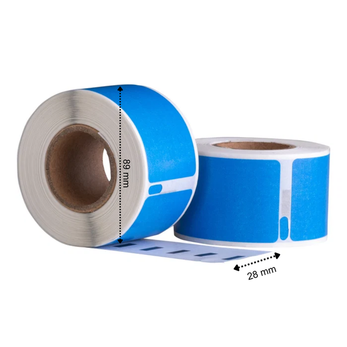 Étiquettes compatibles Dymo 99010 bleues, 89 mm x 28 mm, 130 étiquettes, permanentes