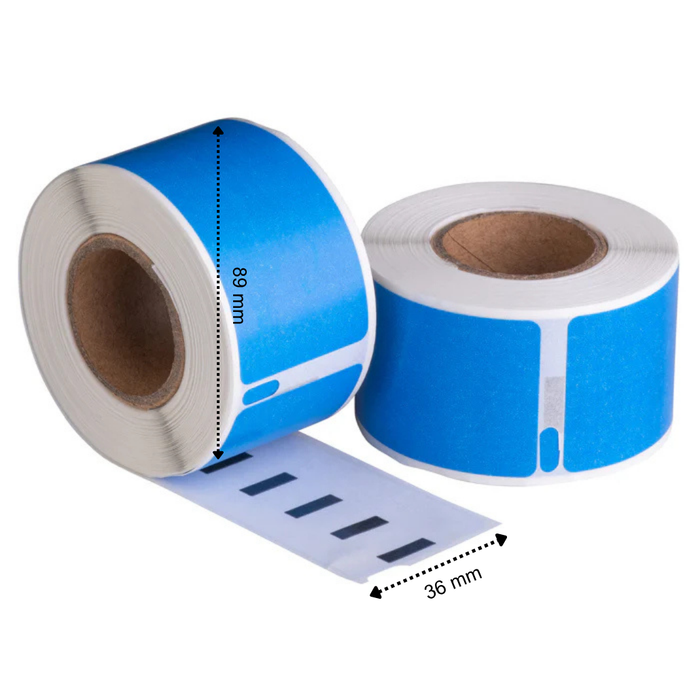 Dymo 99012 Étiquettes compatibles bleues, 89 mm x 36 mm, 260 étiquettes, permanentes