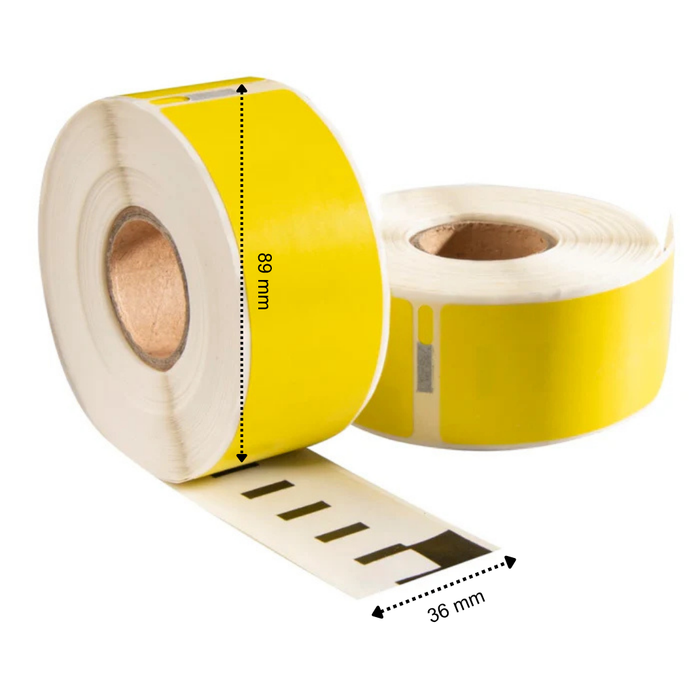Dymo 99012 étiquettes compatibles jaunes, 89 mm x 36 mm, 260 étiquettes, permanentes