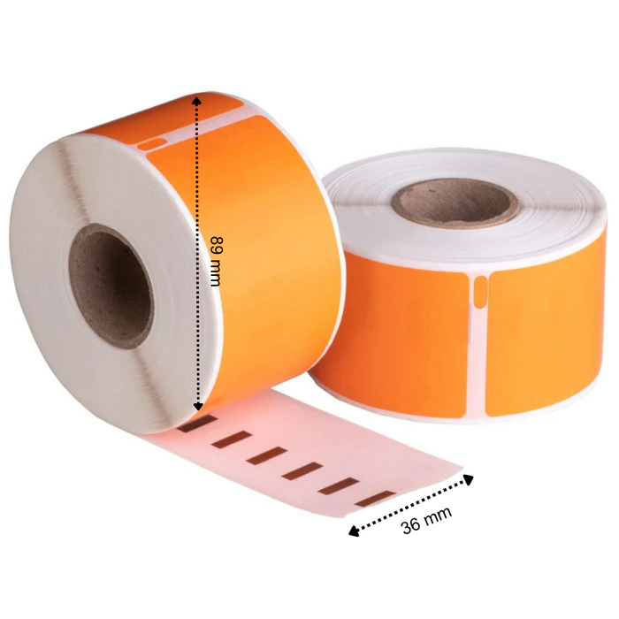 Dymo 99012 Etiquettes compatibles Orange, 89 mm x 36 mm, 260 étiquettes, permanentes