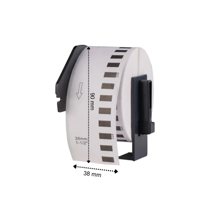 Étiquettes compatibles Brother DK-11208, 38 mm x 90 mm, 400 étiquettes par rouleau, support Brother inclus, permanentes