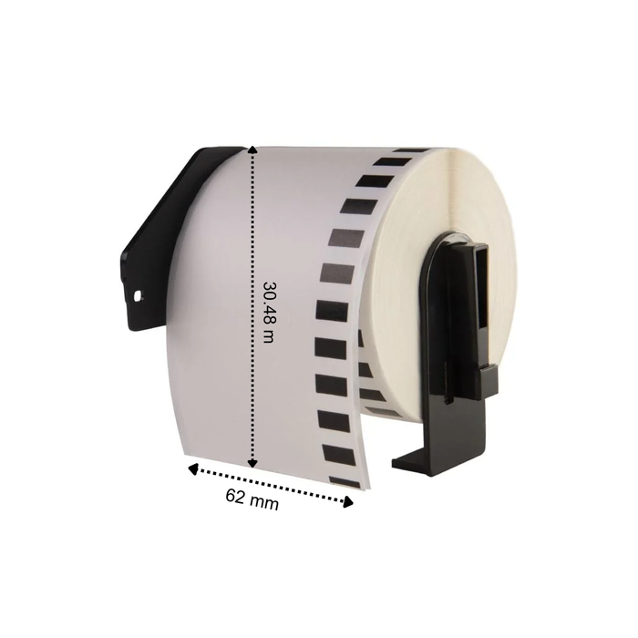 Étiquettes compatibles Brother DK-22205, 62 mm x 30,48 m, avec support Brother, permanentes