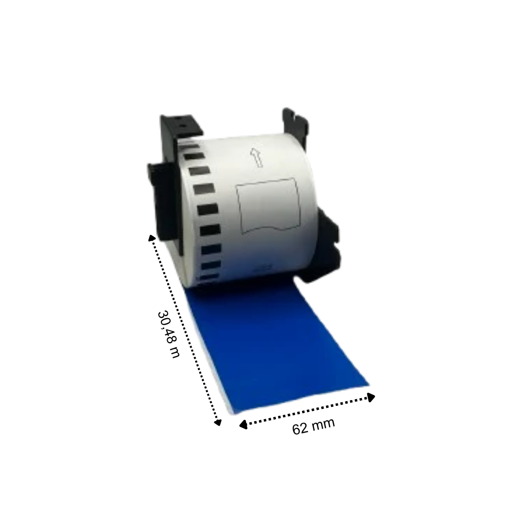Brother Étiquettes compatibles DK-22205 bleues, 62 mm x 30,48 m, incl. brother titulaire, permanent