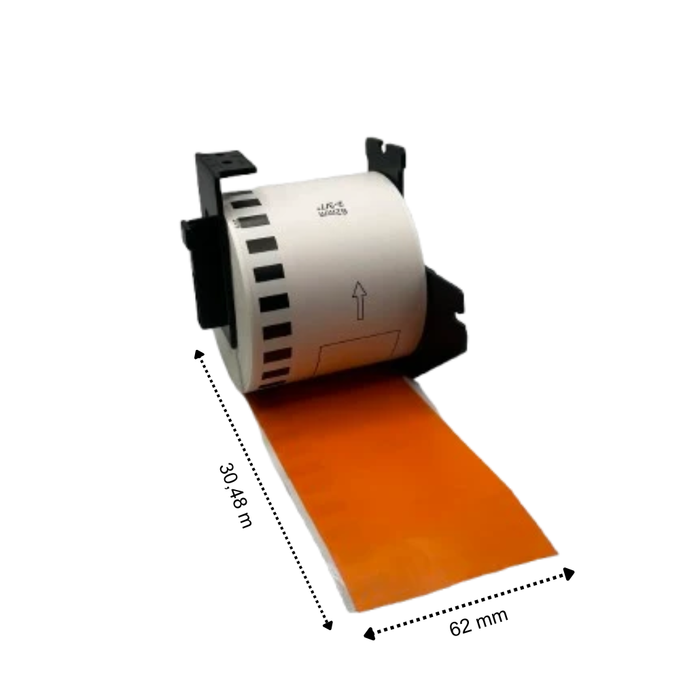 Brother Étiquettes compatibles DK-22205 orange, 62 mm x 30,48 m, incl. brother titulaire, permanent