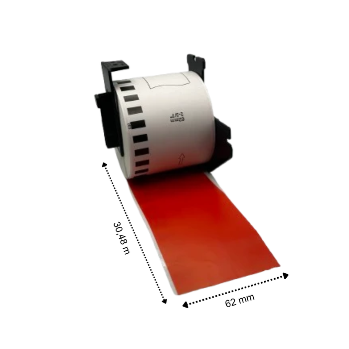 Brother Étiquettes continues compatibles DK-22205 Rouge 62 mm x 30,48 m incl. Rouleaux d'étiquettes permanentes