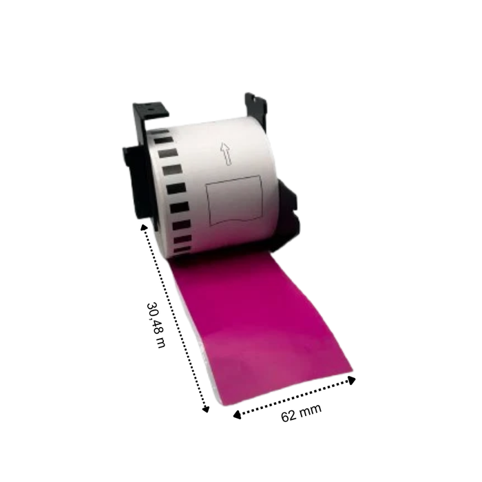 Brother Étiquettes continues compatibles DK-22205 Rose 62 mm x 30,48 m incl. Rouleaux d'étiquettes permanentes