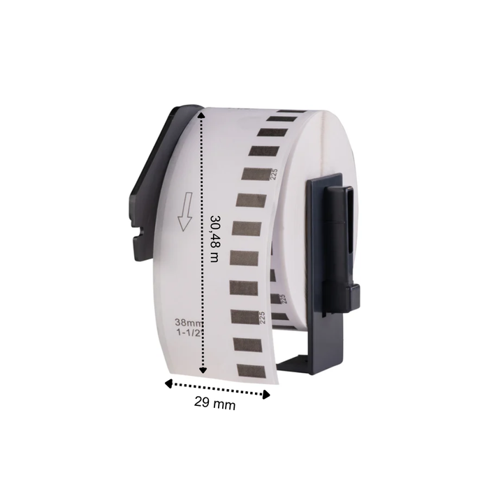 Étiquettes compatibles Brother DK-22210, 29 mm x 30,48 m, avec support Brother, permanentes