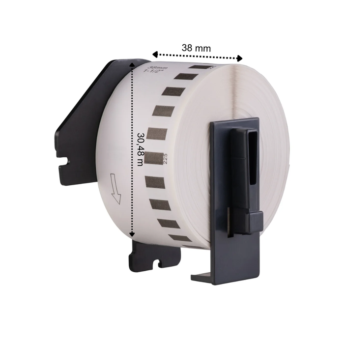 Étiquettes compatibles Brother DK-22225, 38 mm x 30,48 m, avec support Brother, permanentes