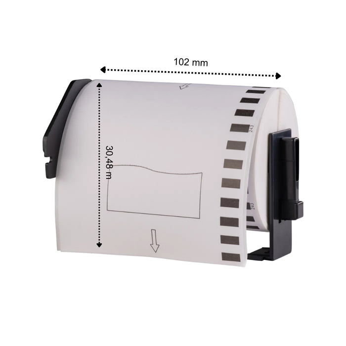 Étiquettes compatibles Brother DK-22243, 102 mm x 30,48 m, avec support Brother, permanentes