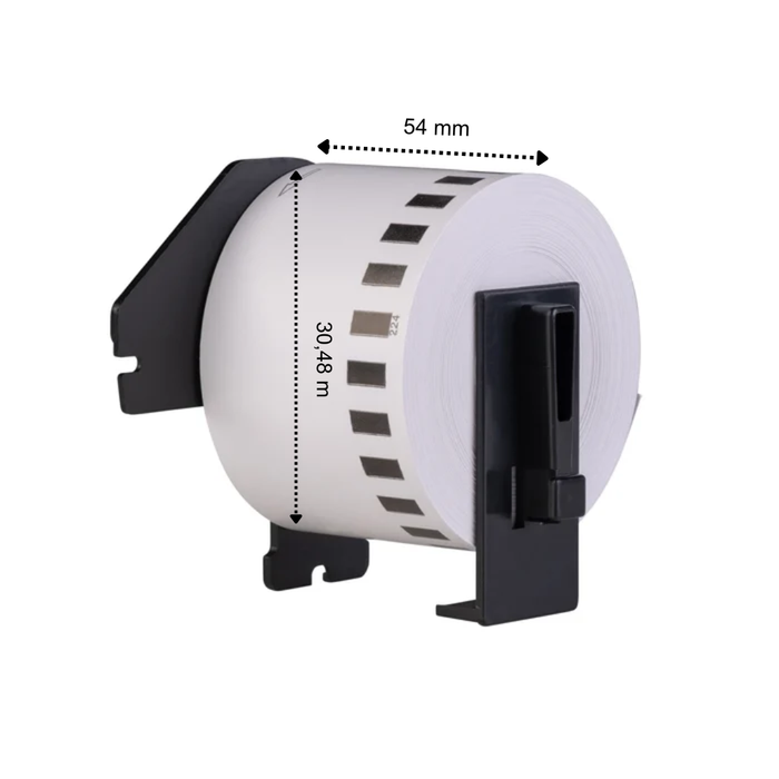 Étiquettes compatibles Brother DK-55224, 54 mm x 30,48 m, support Brother inclus, papier non adhésif