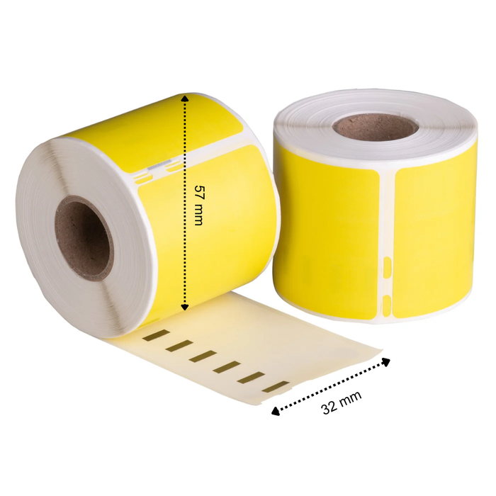 Dymo 11354 Étiquettes compatibles jaunes, 57 mm x 32 mm, 1000 étiquettes, permanentes