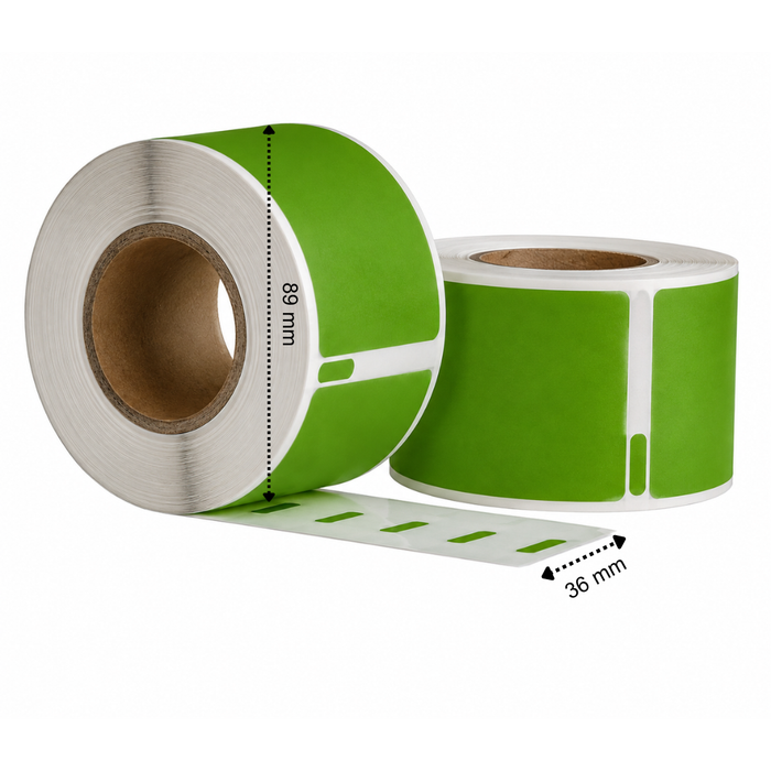 Dymo 99012 Étiquettes compatibles vertes, 89 mm x 36 mm, 260 étiquettes, permanentes
