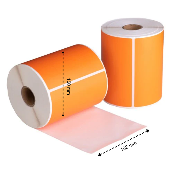 Etiquettes d'expédition Orange 102x150 mm 280 étiquettes par rouleau Noyau 25 mm Thermique ECO Permanent