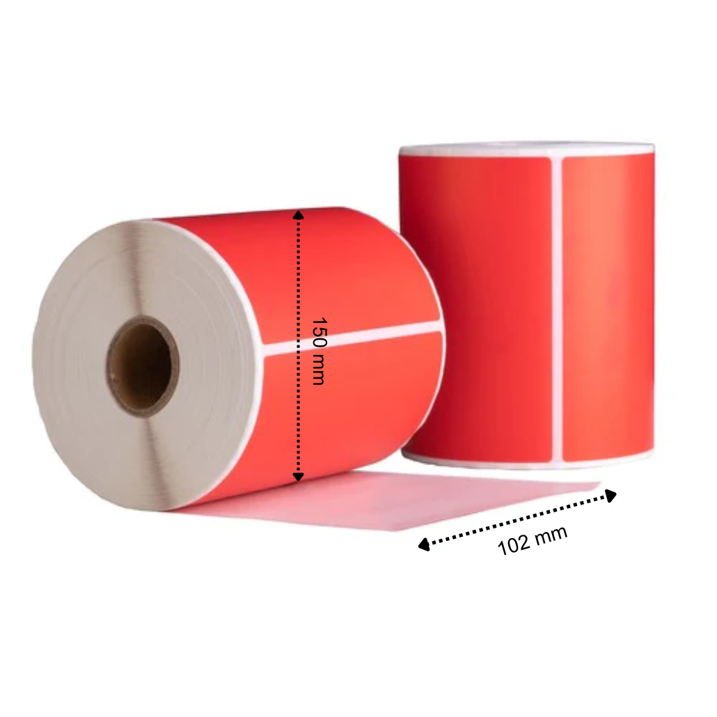 Étiquettes d'expédition Zebra Rouge 102x150 mm 280 étiquettes par rouleau Noyau 25 mm Thermique ECO Permanent