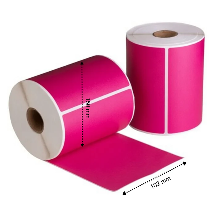 Étiquettes d'expédition Rose, 102 mm x 150 mm, 280 étiquettes par rouleau, noyau 25 mm, Thermal ECO, permanentes