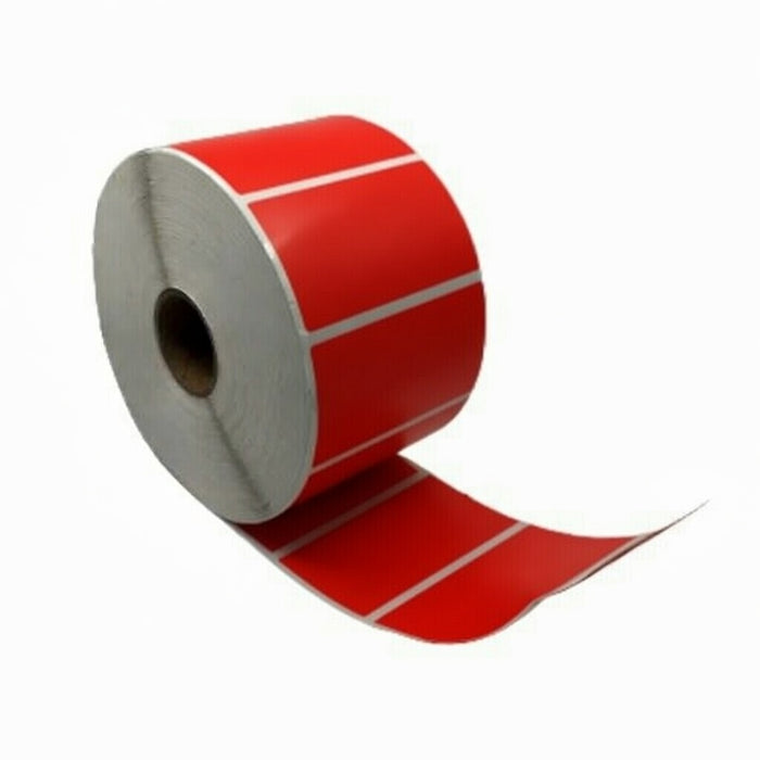 Étiquette thermique, 57 mm x 32 mm Rouge, 1500 étiquettes par rouleau, noyau 25 mm, ECO, permanente