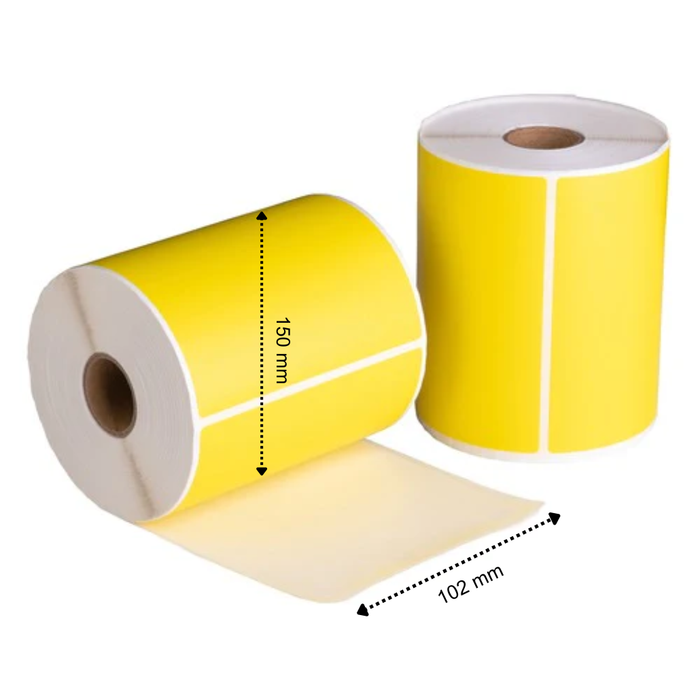 Étiquettes d'expédition Jaune 102x150 mm 280 étiquettes par rouleau Noyau 25 mm Thermique ECO Permanent