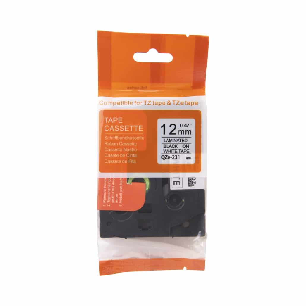 Ruban TZe-931 compatible Brother noir sur argent 12 mm x 8 m
